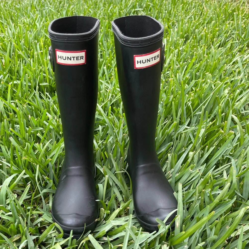 Hunter black 🔴Rain boots big kids UK 1 US 2 Girl 3 fits women 5 NEW
